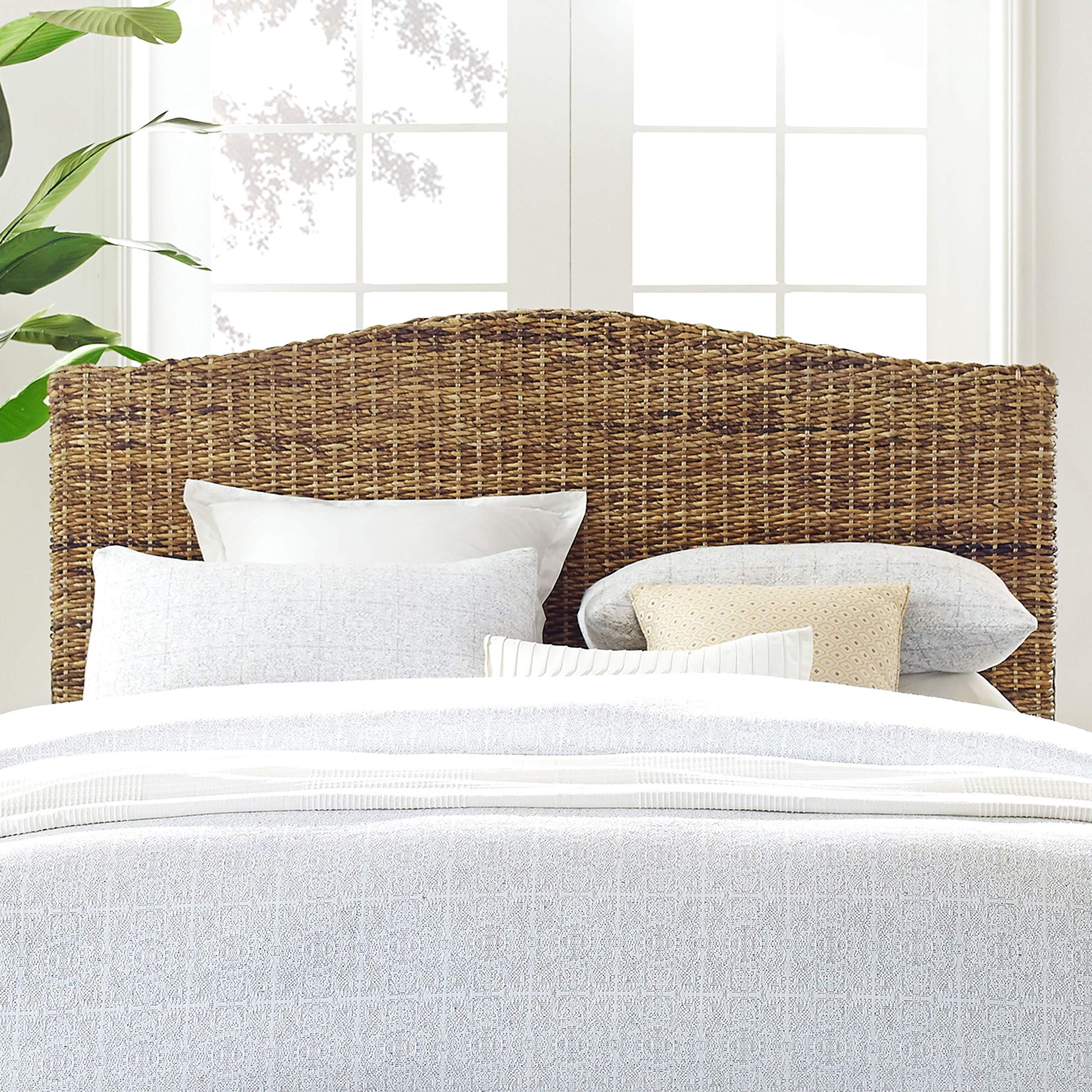 Crosley Furniture Serena Bed, Handwoven Natural Fiber Rattan Headboard and Footboard Set, Banana Leaf, Queen
