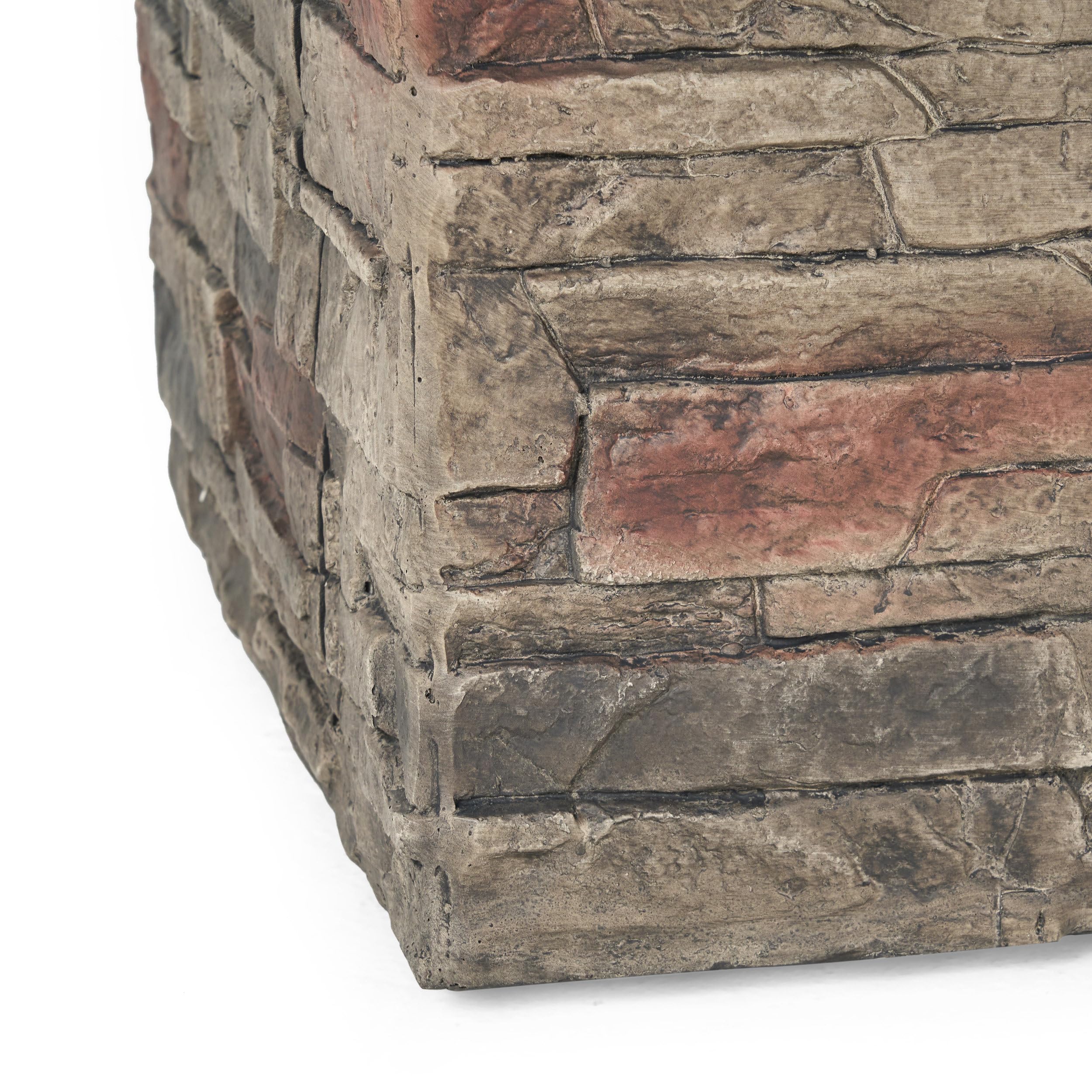 Hoonah Outdoor 40,000 BTU Lightweight Concrete Fire Pit Table, 32", Natural Stone / Grey