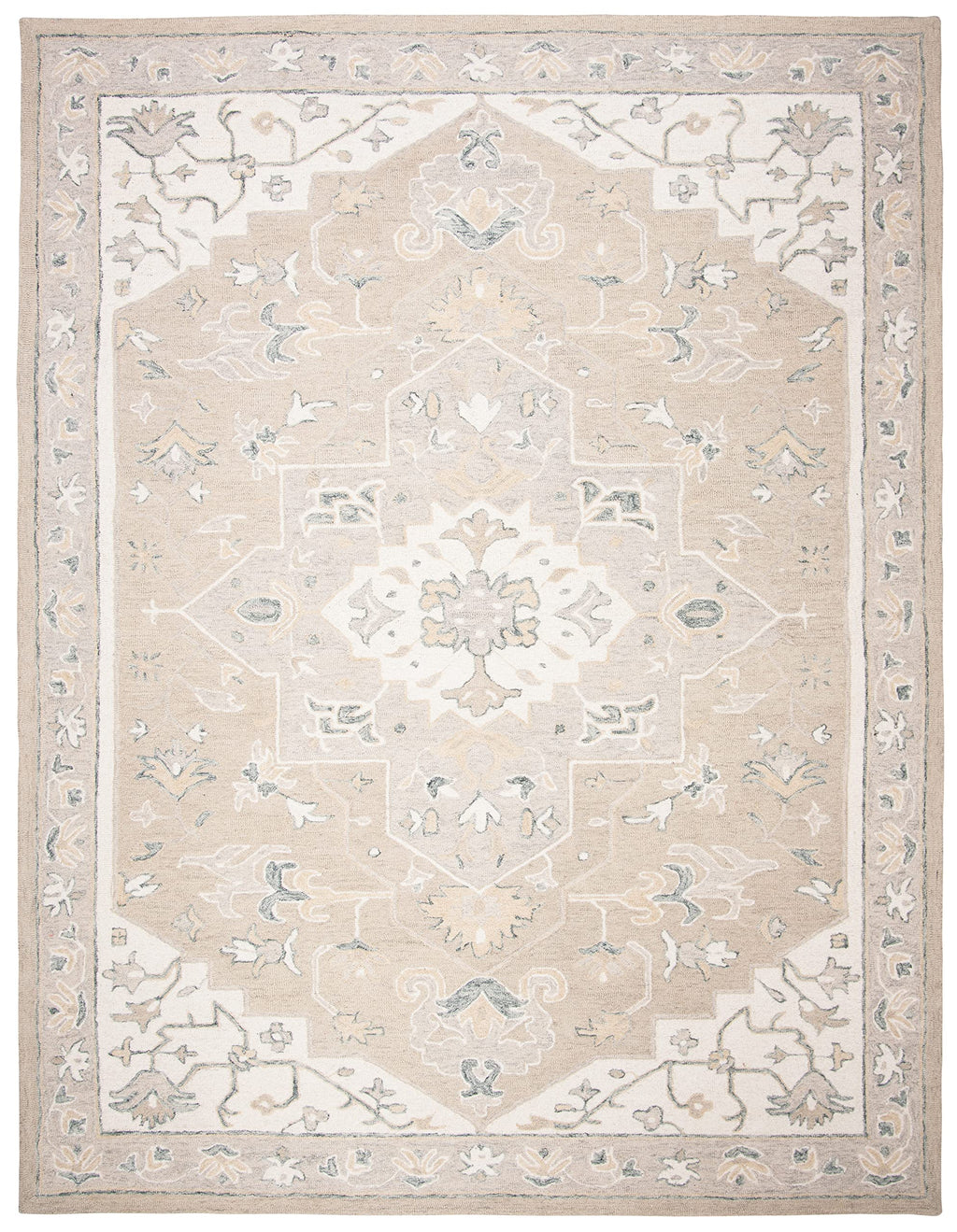 SAFAVIEH Micro-Loop Collection 10' x 14' Light GreyIvory MLP505F Handmade Medallion Premium Wool Living Room Dining Bedroom Area Rug