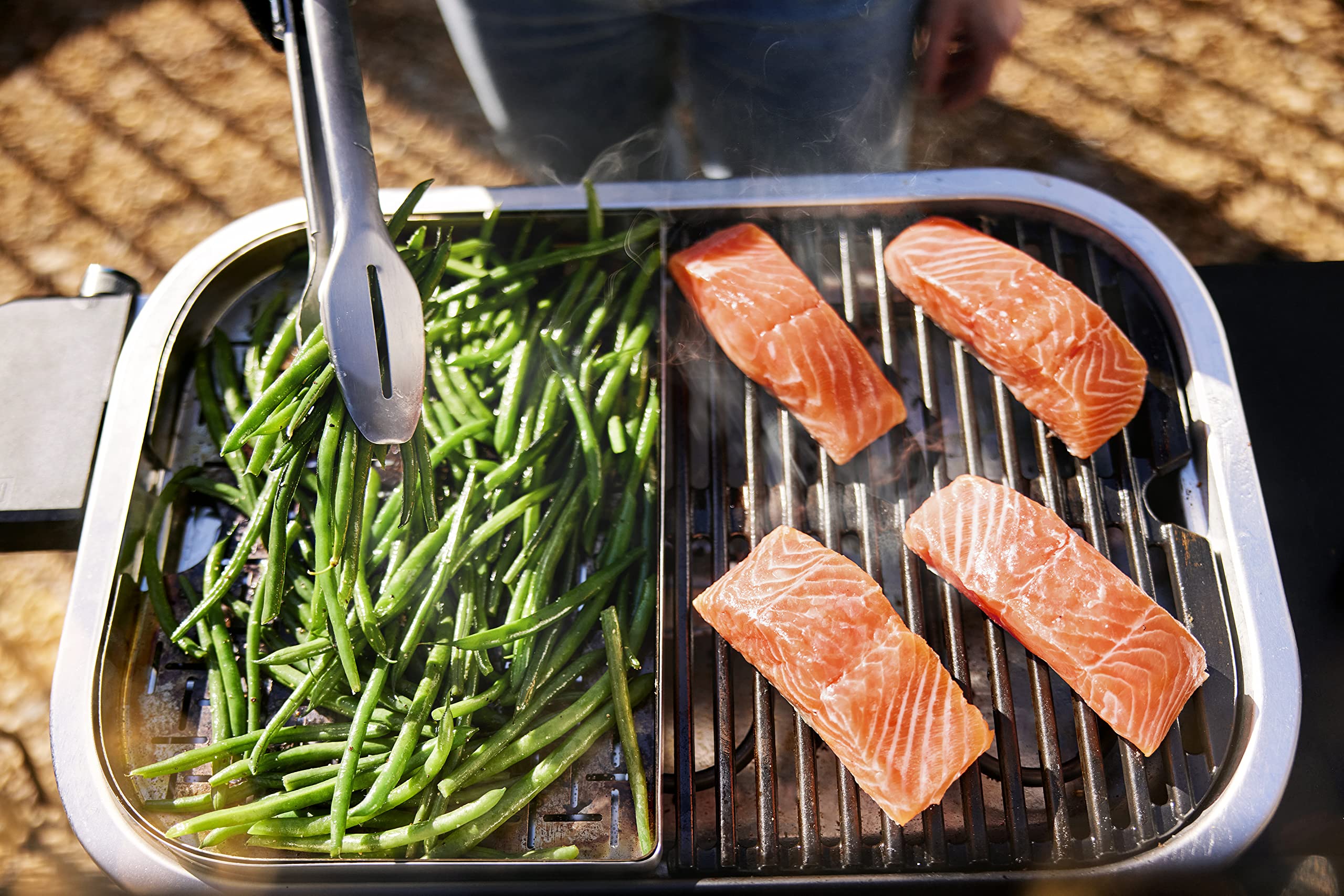 Weber Lumin Portable Electric Grill, Black – High‑Heat Outdoor BBQ Reaching 600°F for Searing, Smoking, Steaming & Warming – Ideal for Samll Spaces & Travel