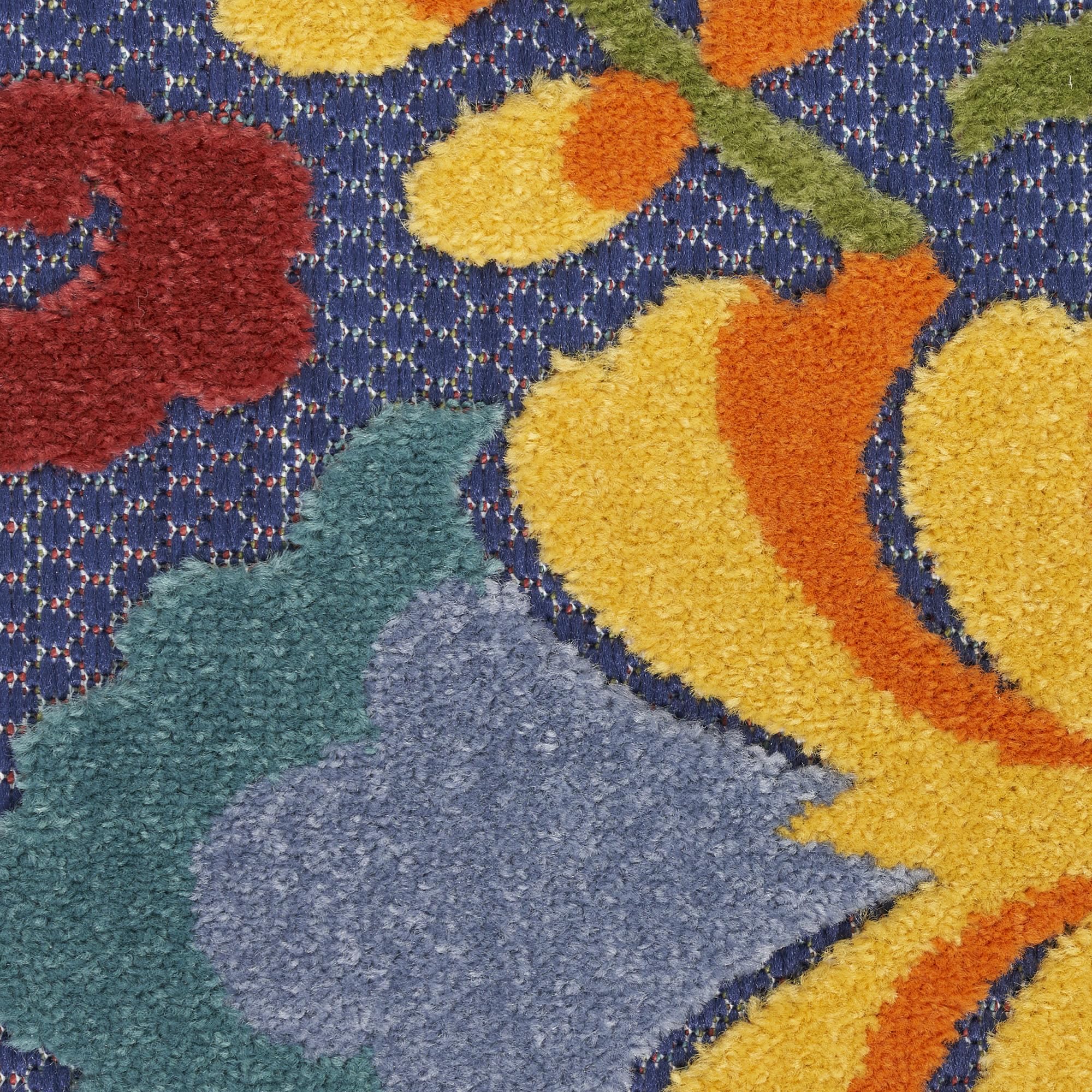 Nourison Home Aloha Navy Multicolor 9' x 12' Area Rug - Easy Clean, Non Shedding, Bed Room, Living Room, Dining Room, Kitchen (9' x 12')