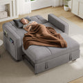 DWVO 55" Convertible Sofa Bed, 3-in-1 Sleeper Sofa with Pull-Out Couch, Velvet Futon Couch with Adjustable Backrest and USB, Modern Loveseat for Living Room Apartment, Light Grey