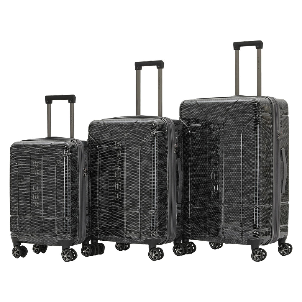 Spyder Matrix 3 Piece Luggage Set with 360° Spinner Wheels, TSA Approved Lock, (20 Inch Carry On, 25 Inch Medium Luggage, 29 Inch Large Checked), Gray/Black