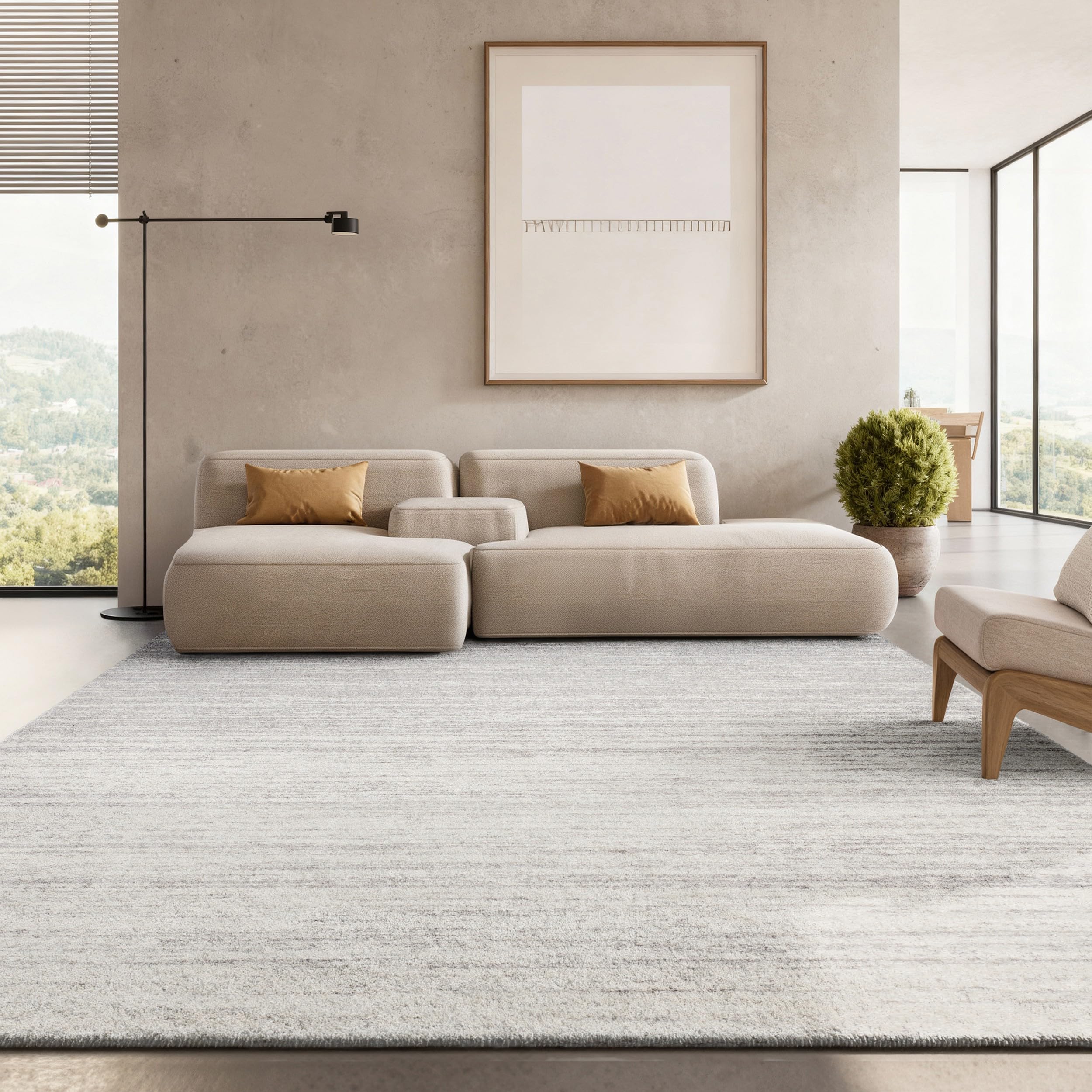 SAFAVIEH Area Rug 10x14 - Adirondack Collection - Large - Ivory & Silver, Modern Ombre Design, Non Shedding & Easy to Clean, Ideal for Living Room, Bedroom, Office, Dining Space (ADR113B)