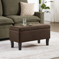 Convenience Concepts Designs4Comfort Winslow Storage Ottoman Bench 32" - Transitional Upholstered Footstool & Seat, for Living Room, Entryway, Hallway, & Bedroom, Medium Brown Fabric