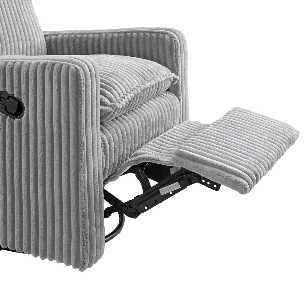 Oxford Baby Uptown Upholstered Glider Recliner Rocking Chair 360° Swivel for Nursery and Living Room - Corduroy, Ash Gray