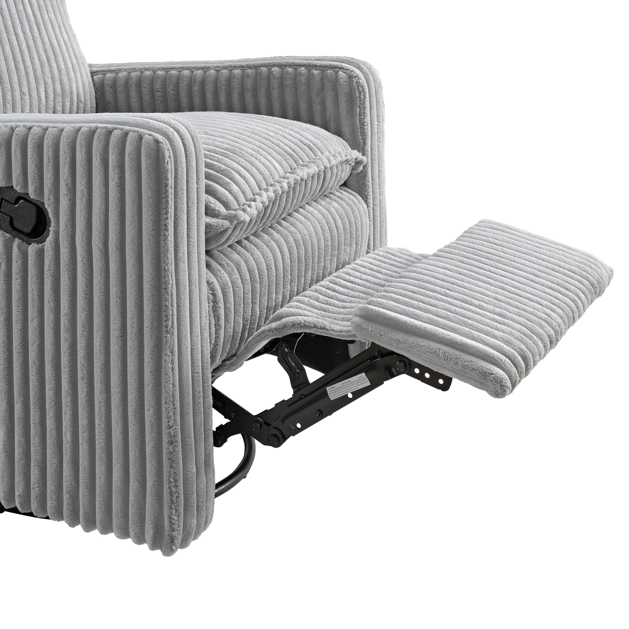 Oxford Baby Uptown Upholstered Glider Recliner Rocking Chair 360° Swivel for Nursery and Living Room - Corduroy, Ash Gray