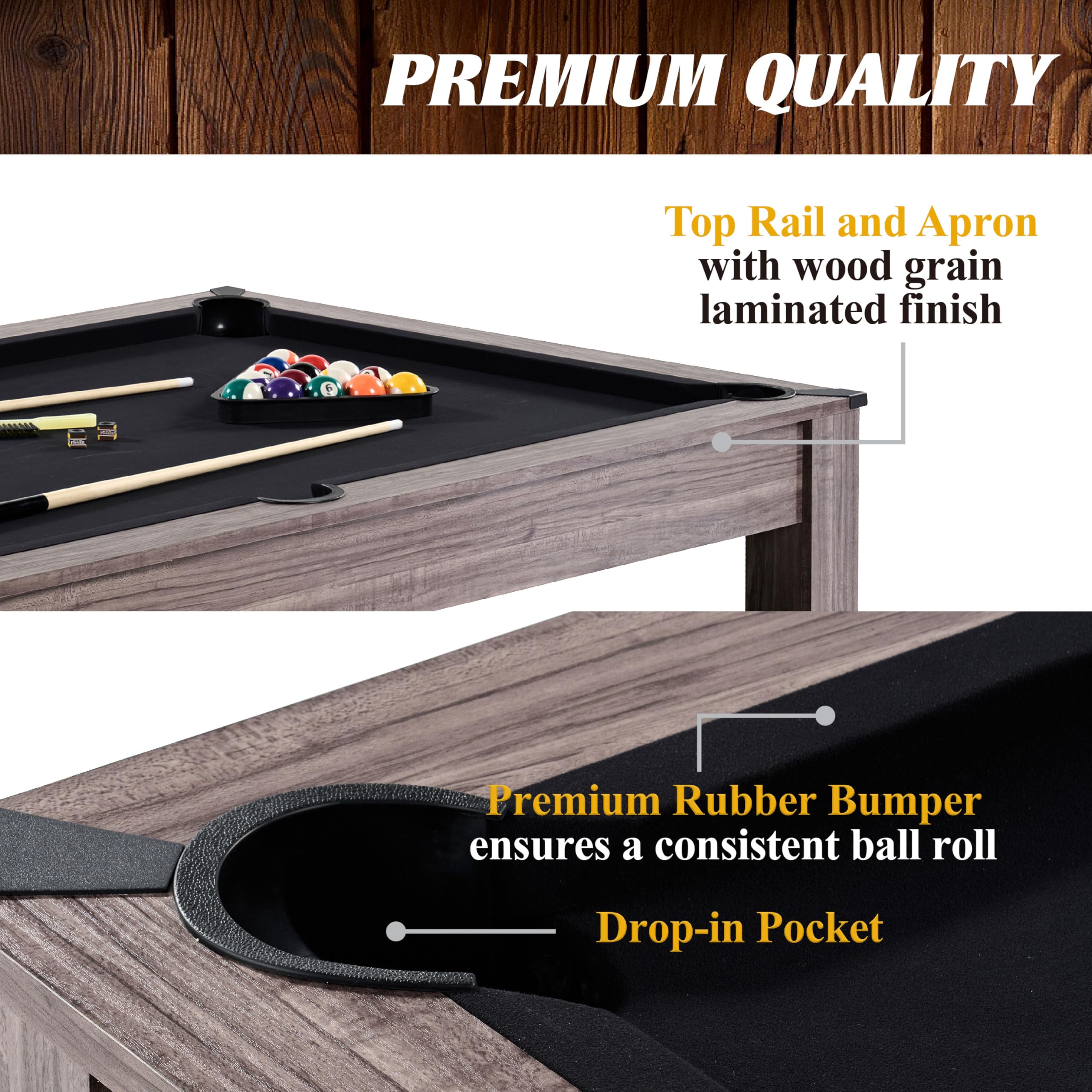 Barrington Billiards Monteray 7ft Pool Table and Dining Table Multi-Game Table with Ping Pong Table Top, with Storage Caddy
