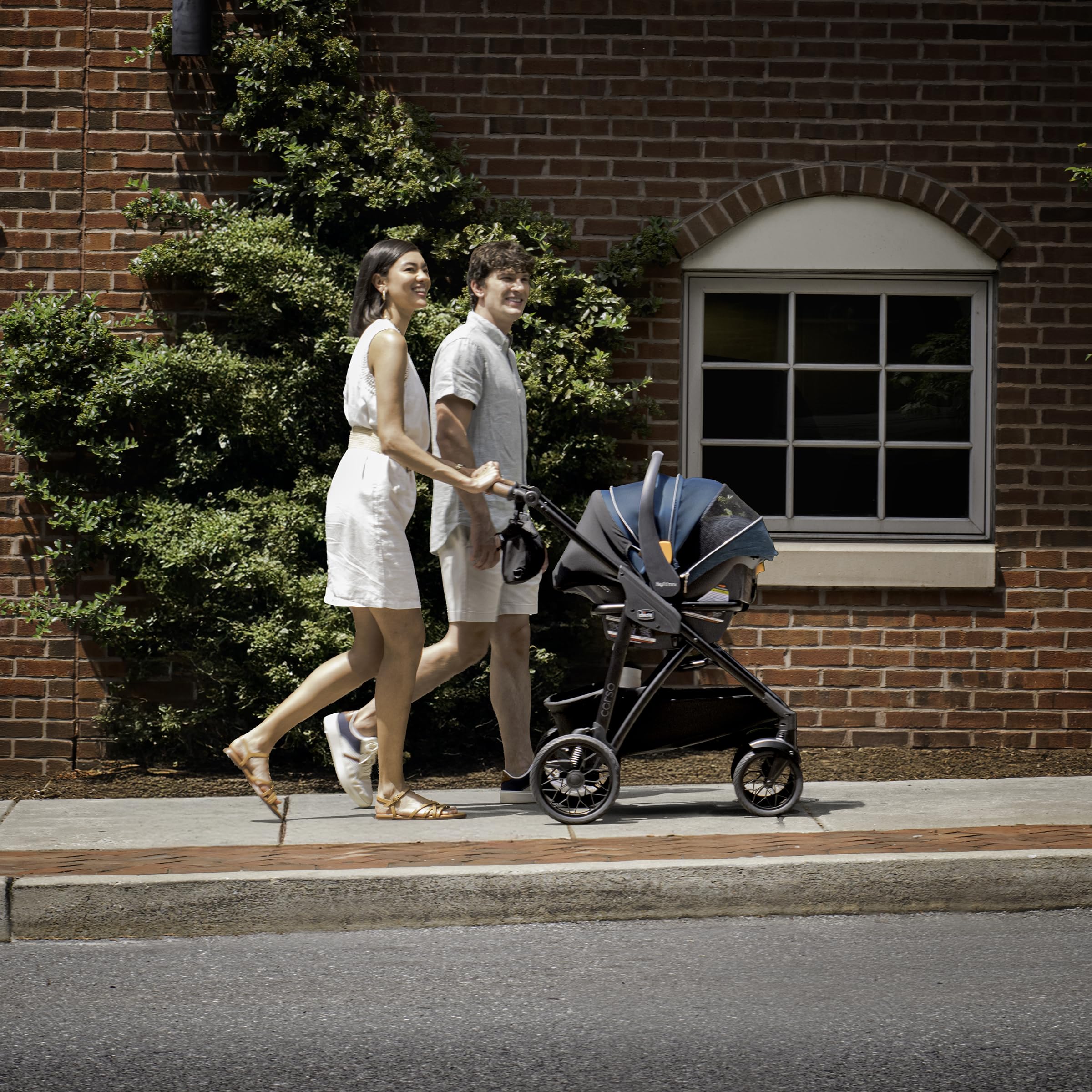 Chicco Corso Primo Modular Quick-Fold Stroller with Infant Car Seat Adapter, for Newborns and Toddlers, Summit/Grey