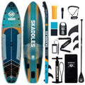 SKADDLES 11’6 × 35" Inflatable SUP–Super Wide, Stable Stand Up Paddle Board for Adults, Youth, Family & Pets, High Weight Capacity, Non-Slip EVA Deck, Premium Accessories (FLASHLINE · Electric Minnow)