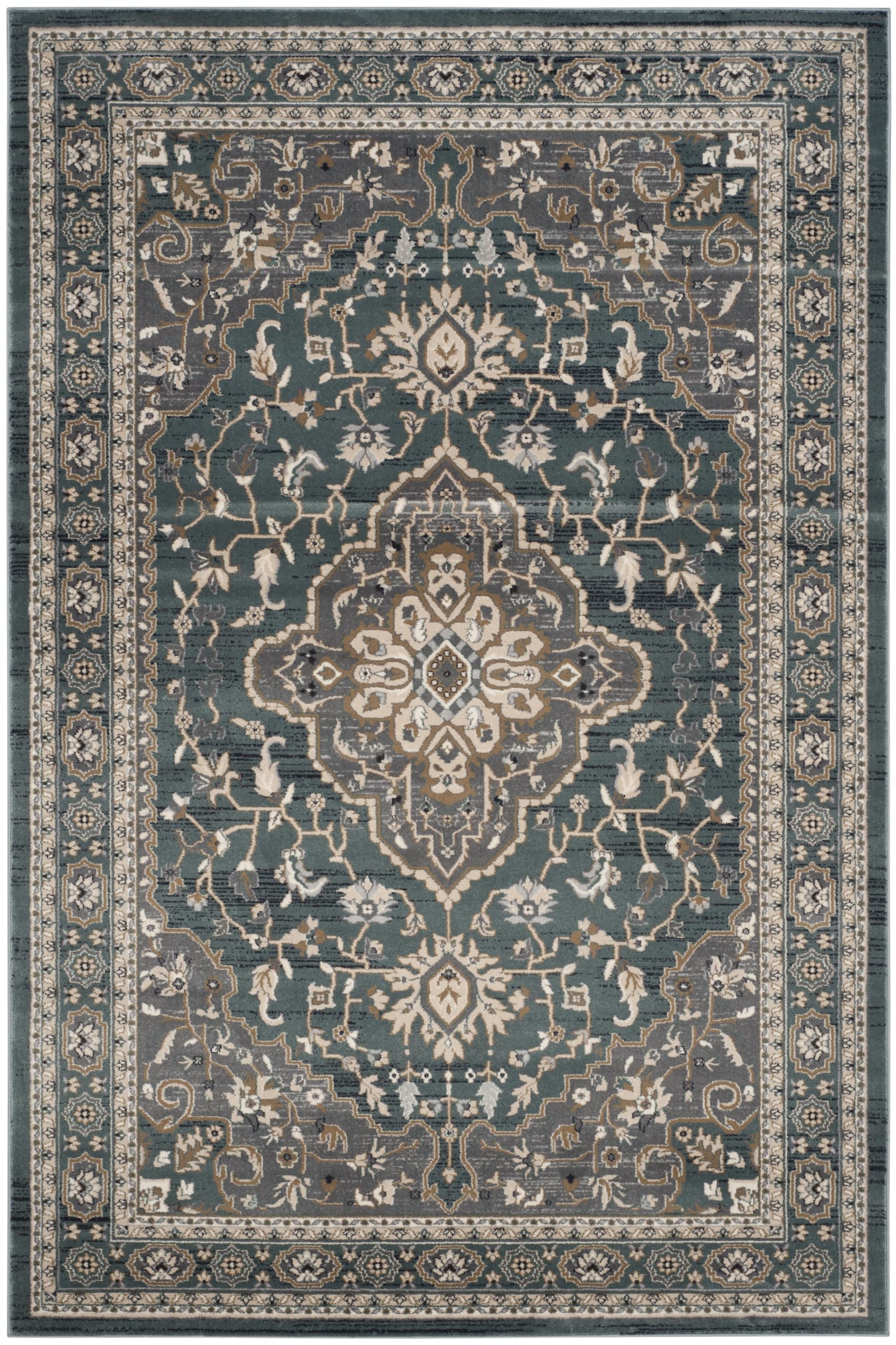 SAFAVIEH Lyndhurst Collection Area Rug - 9' x 12', Teal & Grey, Traditional Oriental Design, Non-Shedding & Easy Care, Ideal for High Traffic Areas in Living Room, Bedroom (LNH338A)