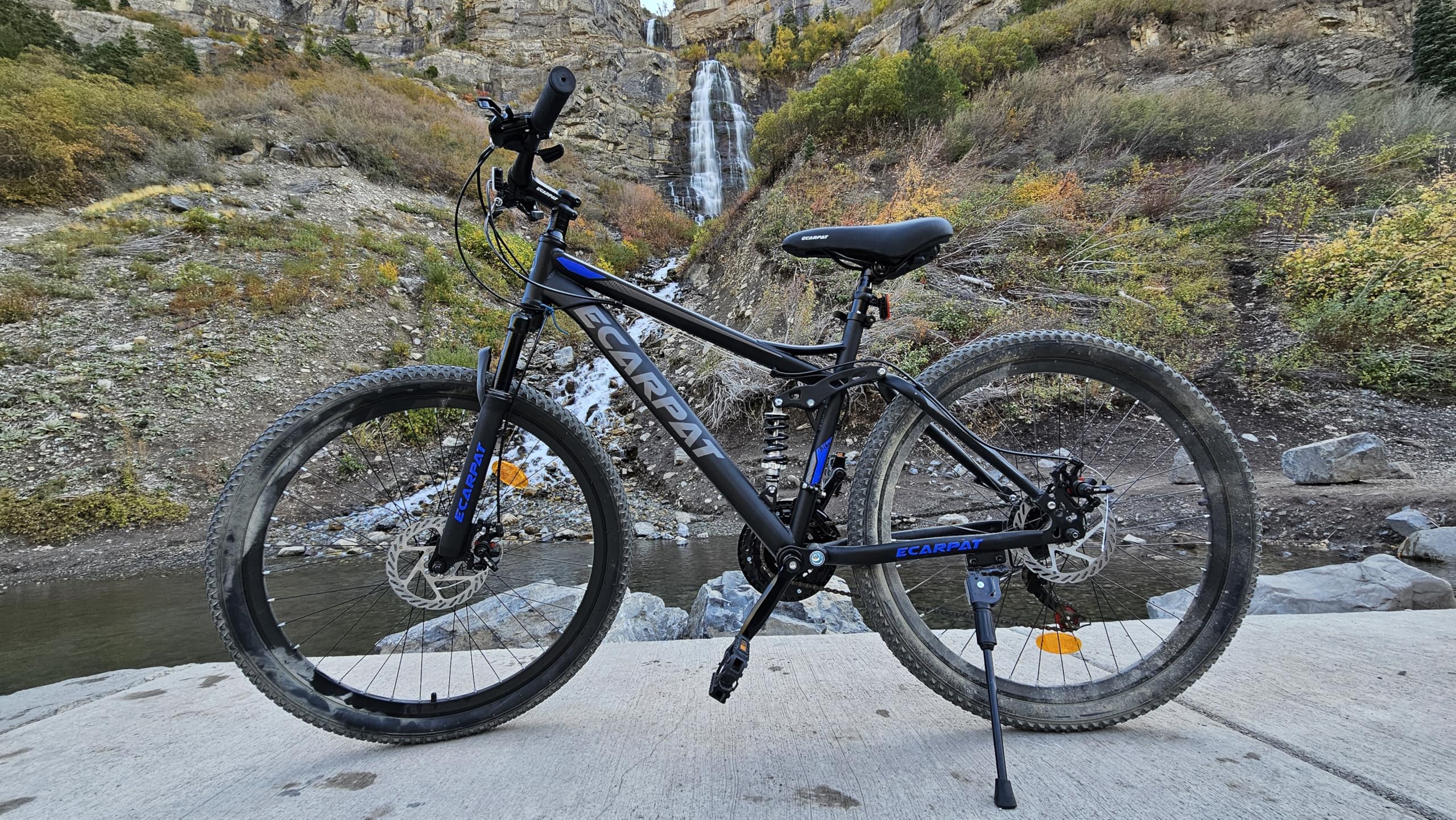 KIAPALNO 26 Inch Mountain Bike, Dual Full Suspension 21 Speed Womens Mens Mountain Bikes, Commuter Bike with Carbon Steel Frame and Dual Disc Brakes