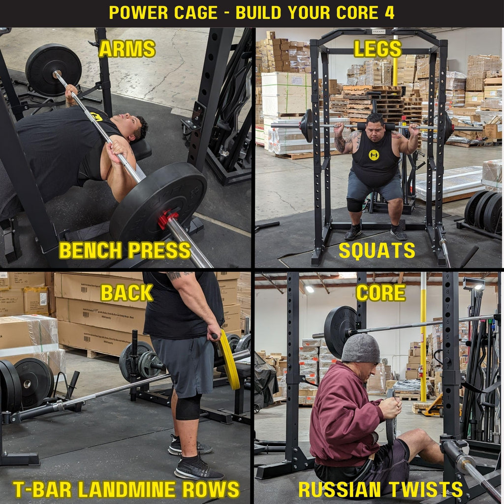 HulkFit Multifunctional Gen 2 Pro Series Power Cage Squat Rack with Home Gym Attachments and Accessories - Black