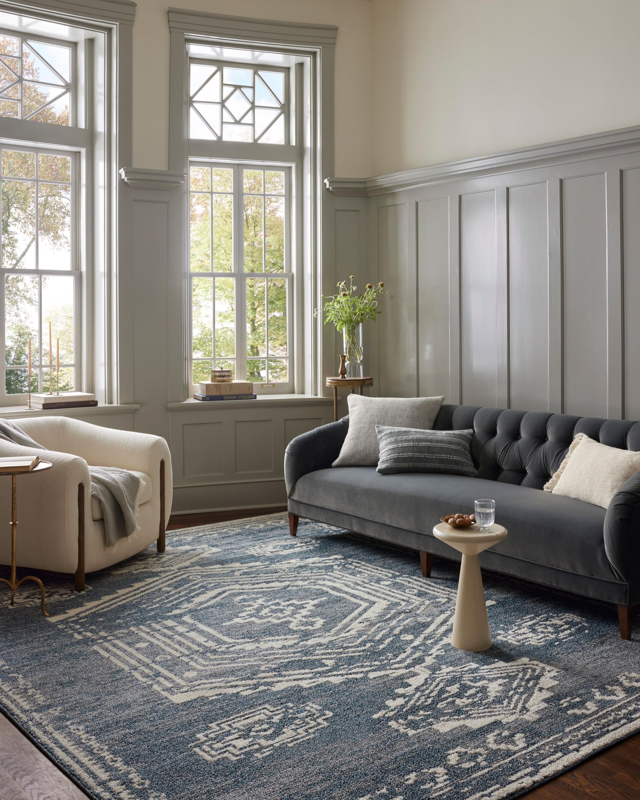 Loloi Magnolia Home by Joanna Gaines Gigi Collection GIG-03 Denim/Ivory 7'-10" x 10' Area Rug