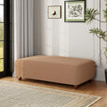 Christopher Knight Home Rika 48" Comfy Boucle Upholstered Bedroom Bench, Ottoman Bench with Rounded Wooden Legs, Spacious Seating, Long Footstool for Living Room, Entryway Bench, Tan Brown