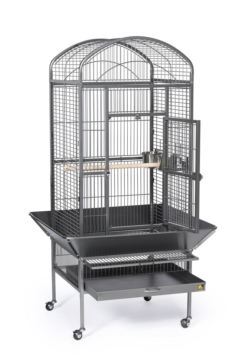 Prevue Pet Products Dometop Bird Cage - for Parrots, Conures, Caiques, Small Cockatoos, Big Bird Cage with Wheels, Indoor or Outdoor - Large, Black Hammertone
