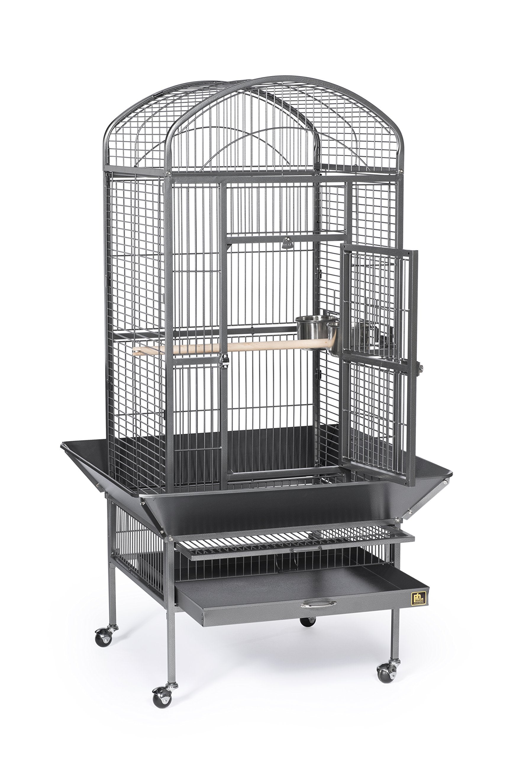 Prevue Pet Products Dometop Bird Cage - for Parrots, Conures, Caiques, Small Cockatoos, Big Bird Cage with Wheels, Indoor or Outdoor - Large, Black Hammertone
