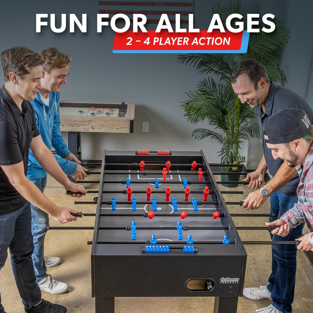 GoSports 54 Inch Full Size Foosball Table - Black Finish - Includes 4 Balls and 2 Cup Holders