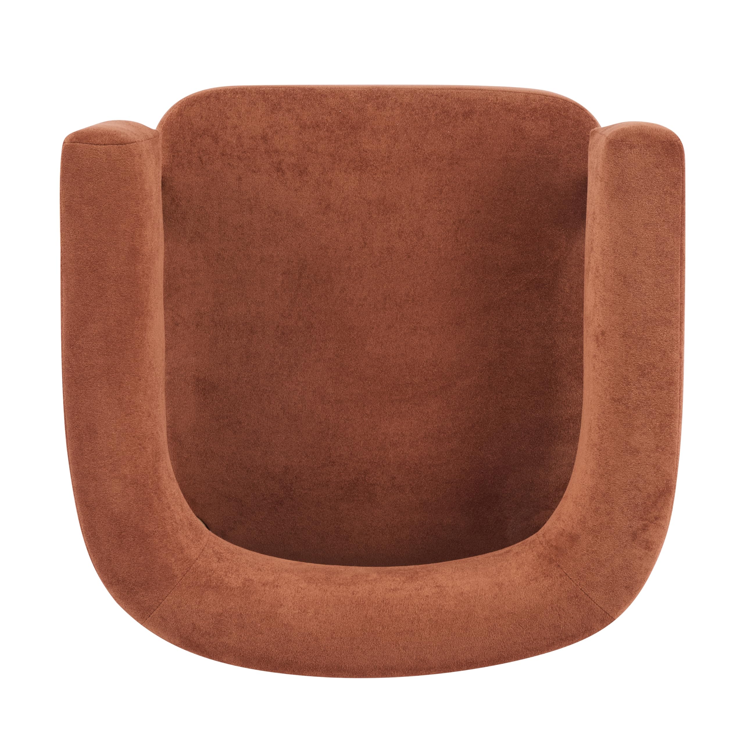 Christopher Knight Home Carly Low Profile Accent Chair, Boucle Upholstered Barrel Chair, Comfy Reading Chair for Bedroom, Wooden Single Lounge Sofa, Burnt Orange