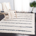 SAFAVIEH Venus Shag Collection Area Rug - 10' x 14', Ivory & Dark Grey, Stripe Design, Non-Shedding & Easy Care, 1.8-inch Thick Ideal for High Traffic Areas in Living Room, Bedroom (VNS604B)