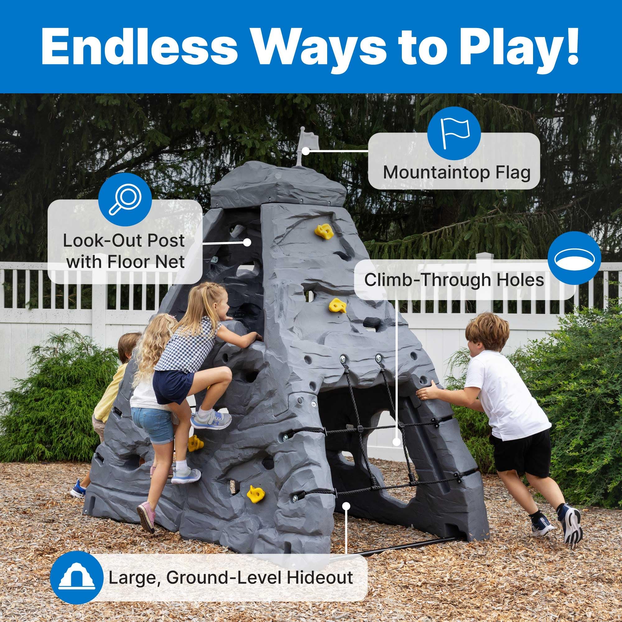 Step2 Skyward Summit for Kids, Climbing Wall Playset for Toddlers, Ages 4 –8 Years Old, Easy to Assemble Kids Outdoor Playground for Backyard