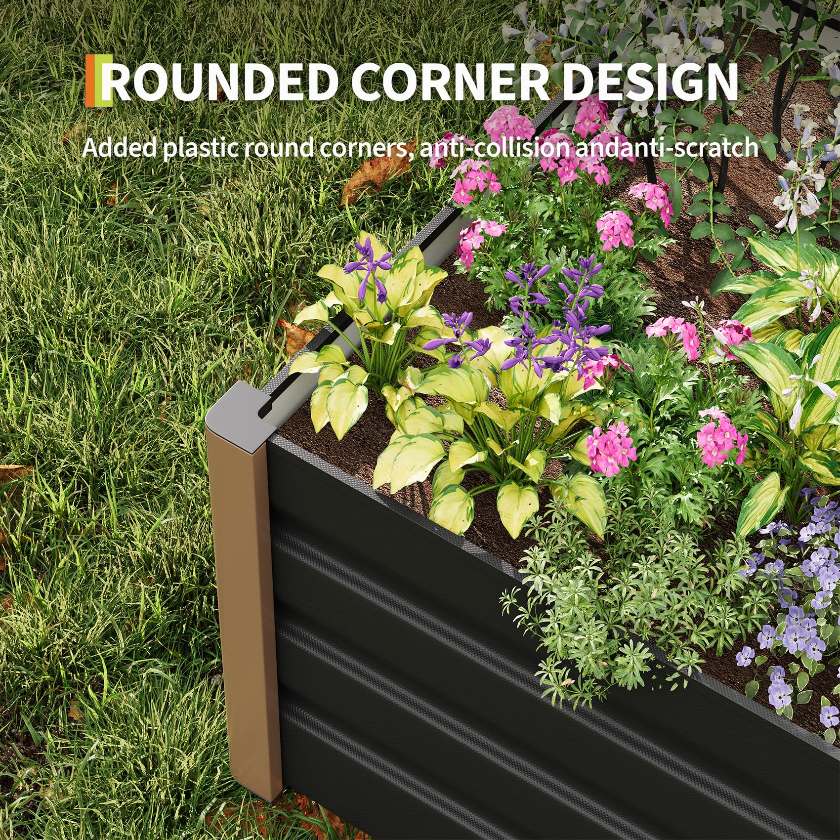 IDEALHOUSE 94 x 39 x 16 in Aluminum Raised Garden Bed, Open Bottom Planter Box Kit, Rounded Safety Corners, Protective Edge Trim, Gray