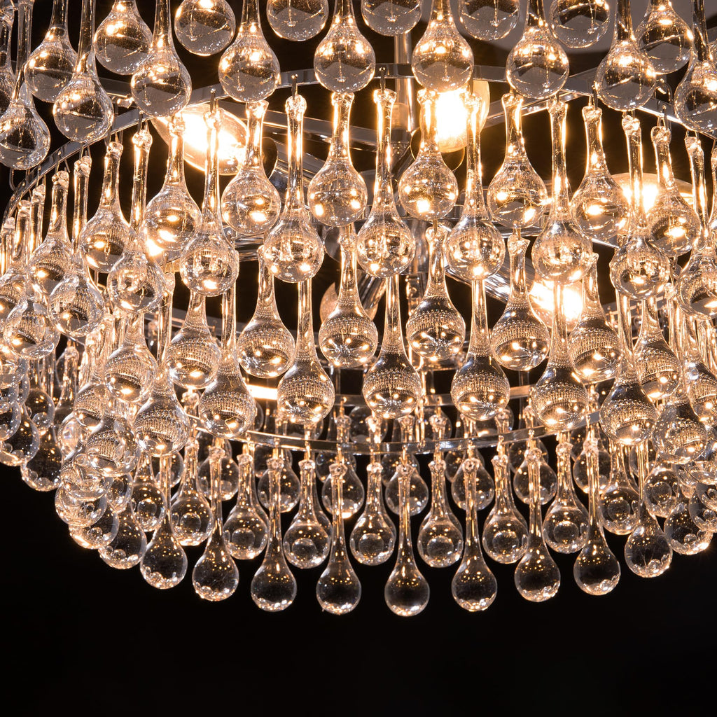 TOCHIC Modern Crystal Chandelier for Dining Room, 24 inch Gold Chandeliers Light Fixtures High Ceiling Crystal Pendant Lighting for Bedroom, Kitchen Island Light, Living Room Chandelier, 3 Tiers