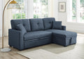 Ball & Cast 85" Convertible Sleeper Sofa Bed,Small Corner Sofa Sectional Couches for Living Room,Upholstered L Shaped Pull Out Couch Bed with Reversible Storage Chaise,Blue