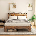 Ball & Cast King Size Bed Frame,Wood Platform Bed Frame King with Storage Headboard, LED Light & USB Port,Noise Free,No Box Spring Needed,Easy Assembly,Dark Brown