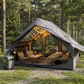Inflatable Camping Tent for 4-6 Person, with Electric Air Pump, 4 Season Waterproof Windproof, Clear Skylight & 420D Oxford Waterproof, Air Tent with Mesh Windows/Doors