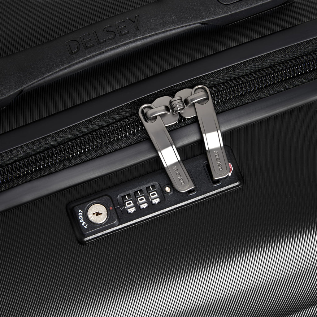 DELSEY PARIS Cruise 3.0 Hardside Expandable Luggage with Spinner Wheels, Black, Checked 26 Inch Trunk