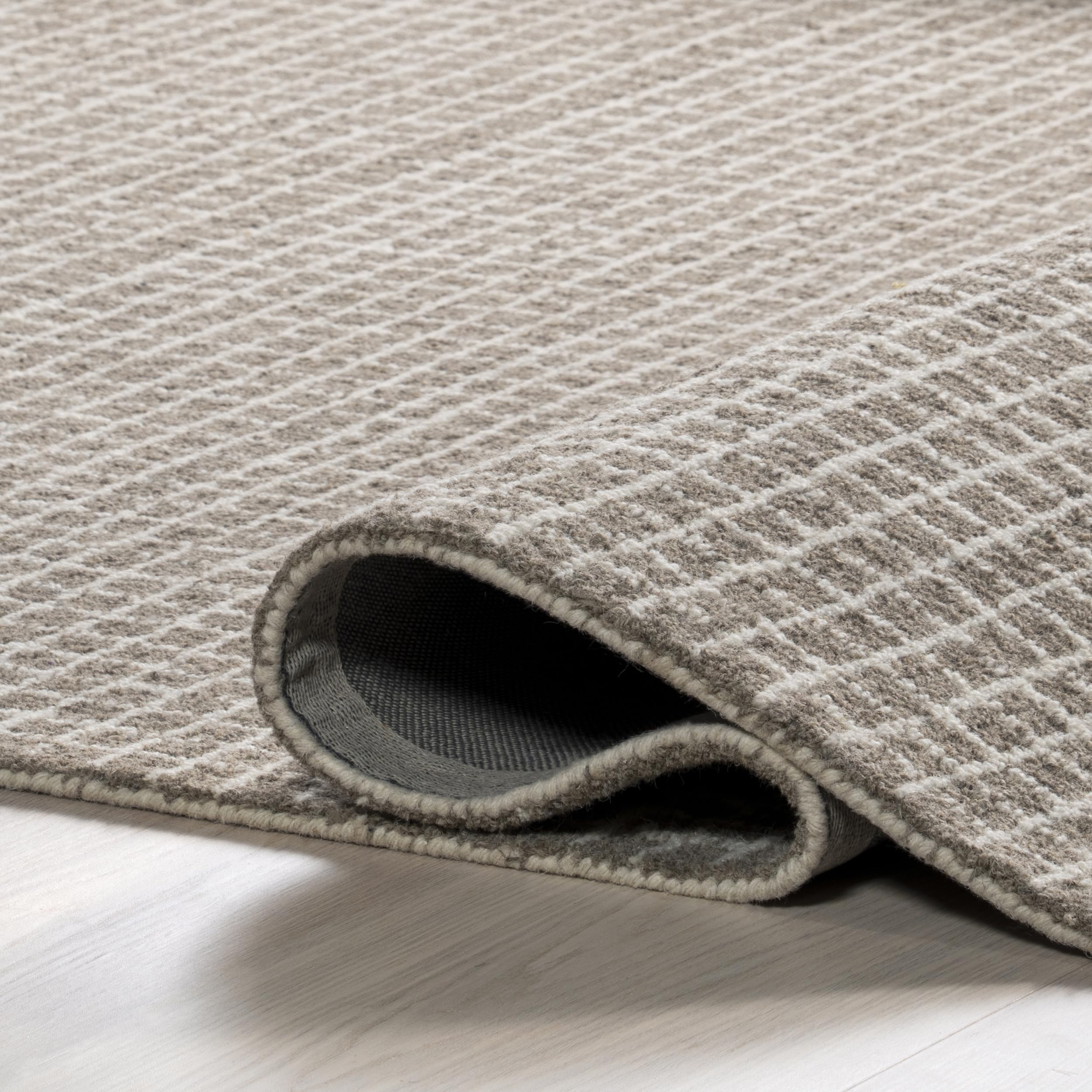 Rugs USA Melrose Grey, 11'6" x 14'6", Handmade, Checked, Wool, Soft and Cozy, High Traffic, Stain Resistant, Easy Clean, Durable Area Rug for Bedroom, Living Room, Dining, Den, Entryway