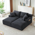 Eafurn Oversized Double Chaise Lounge Indoor with Cup Holders & Side Pocket, 71" Plush Corduroy Boneless Chaise Lounge Sofa with High Density Sponge & Deep High Seat Comfy Sleeper Couch Bed