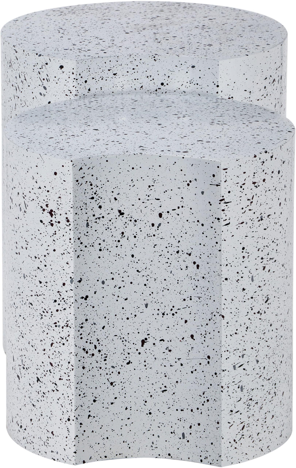 Meridian Furniture 99084White-2C Dimple Collection Modern | Contemporary End Table with White Terrazzo Pattern, Iron Metal, Modular, 28" W x 15.75" D x 18" H, White, Set of 2