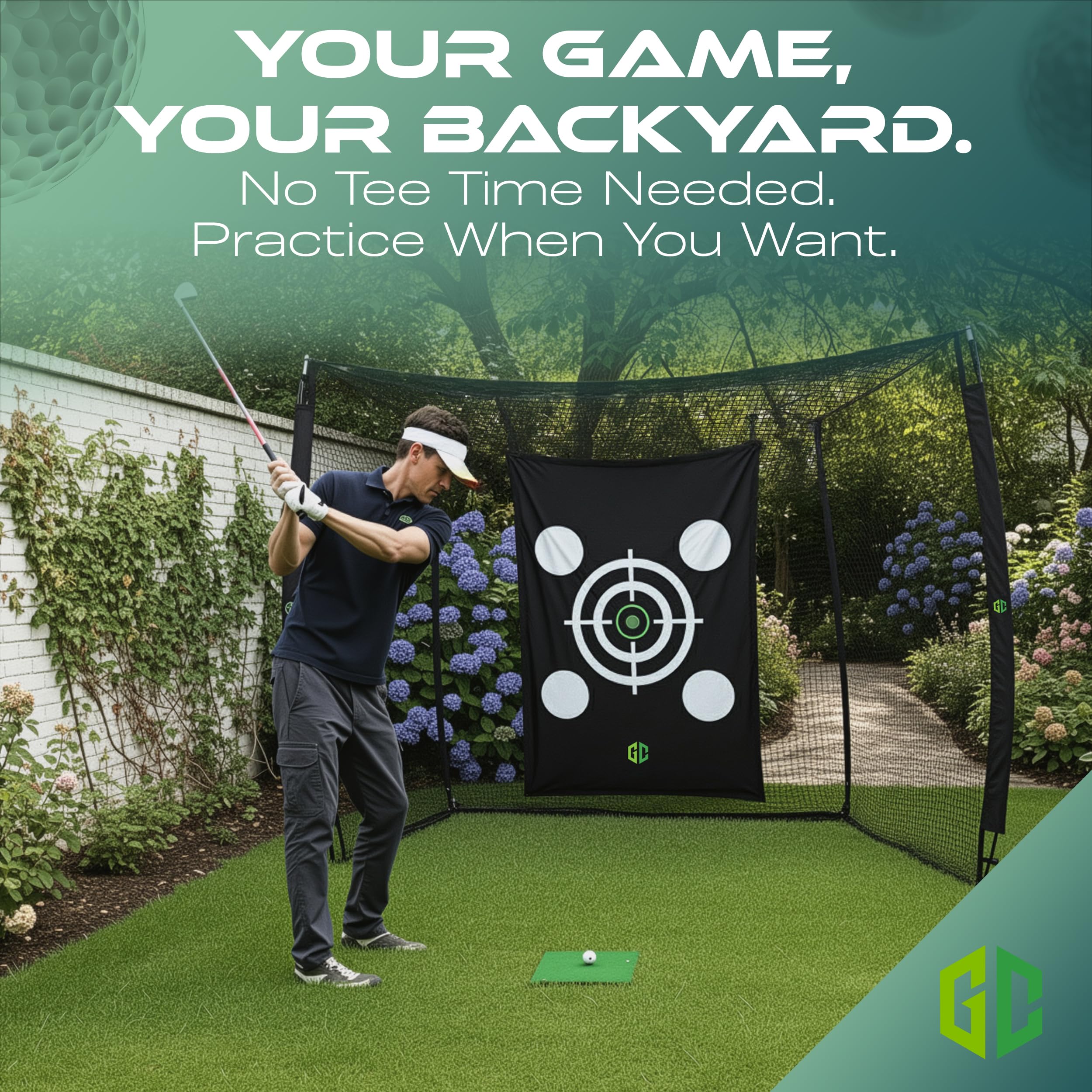 Heavy-Duty Golf Hitting Net 10x8x5.5 FT- Golf Practice Net with Silent Target Tarp, 4-Ply Net, Mat & Tee, Steel Tubes, Poles & Carry Bag - Golf Nets for Backyard, Indoor, Outdoor & Garage
