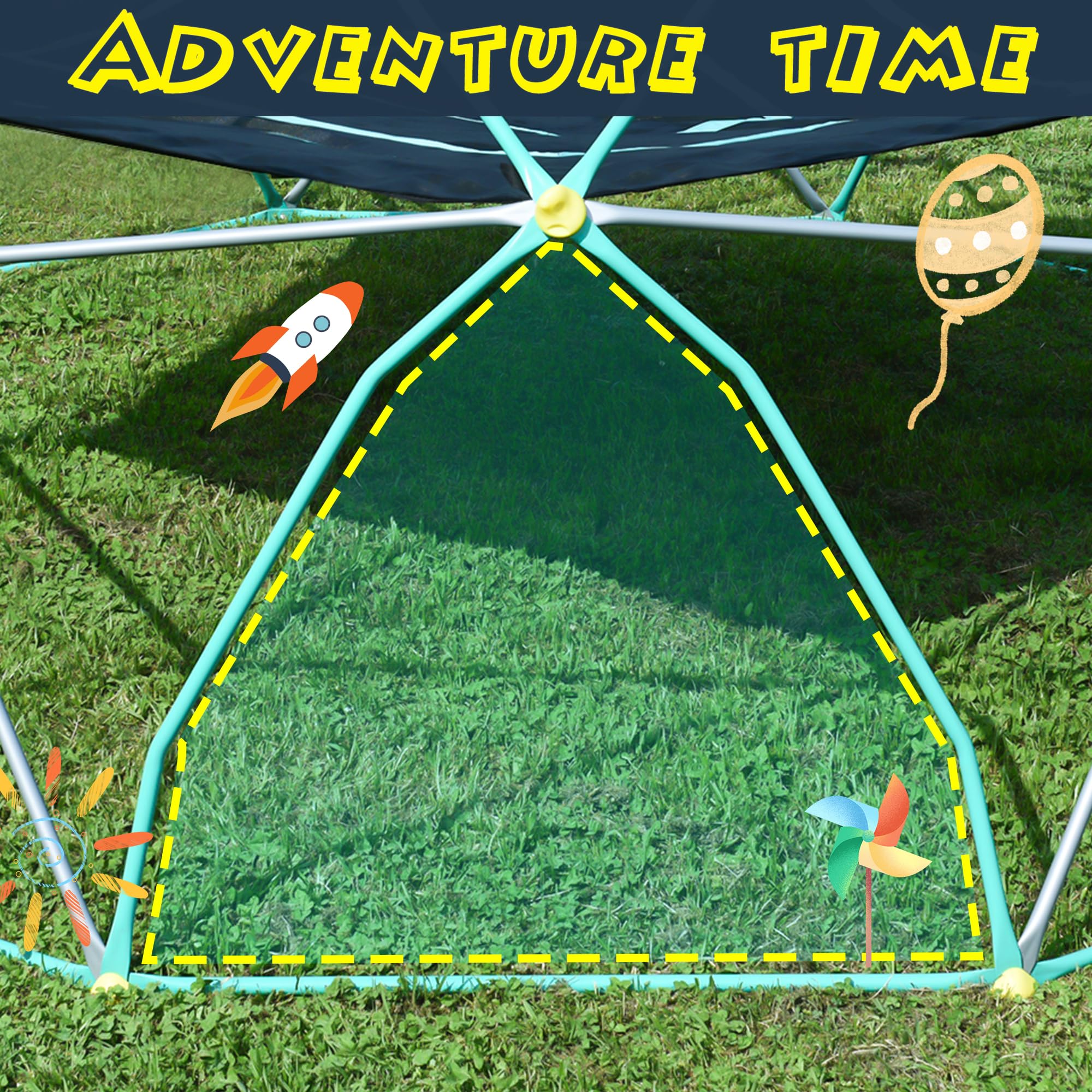 Merax 12FT Climbing Dome with Hammock, Outdoor Geometric Dome Climber Play Center for Kids 3-10 Supporting 1000 lbs, Easy Assembly Jungle Gym