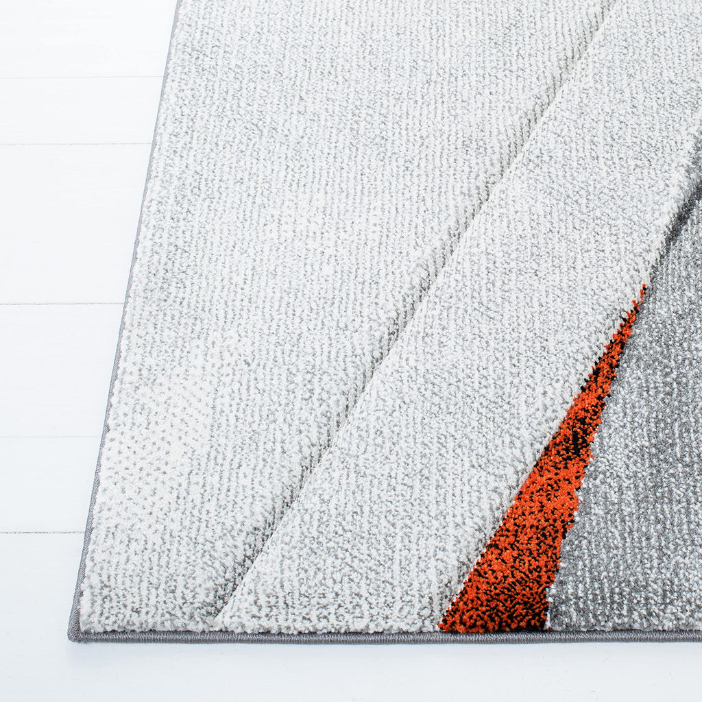SAFAVIEH Hollywood Collection Area Rug - 9' x 12', Grey & Orange, Mid-Century Modern Design, Non-Shedding & Easy Care, Ideal for High Traffic Areas in Living Room, Bedroom (HLW710P)