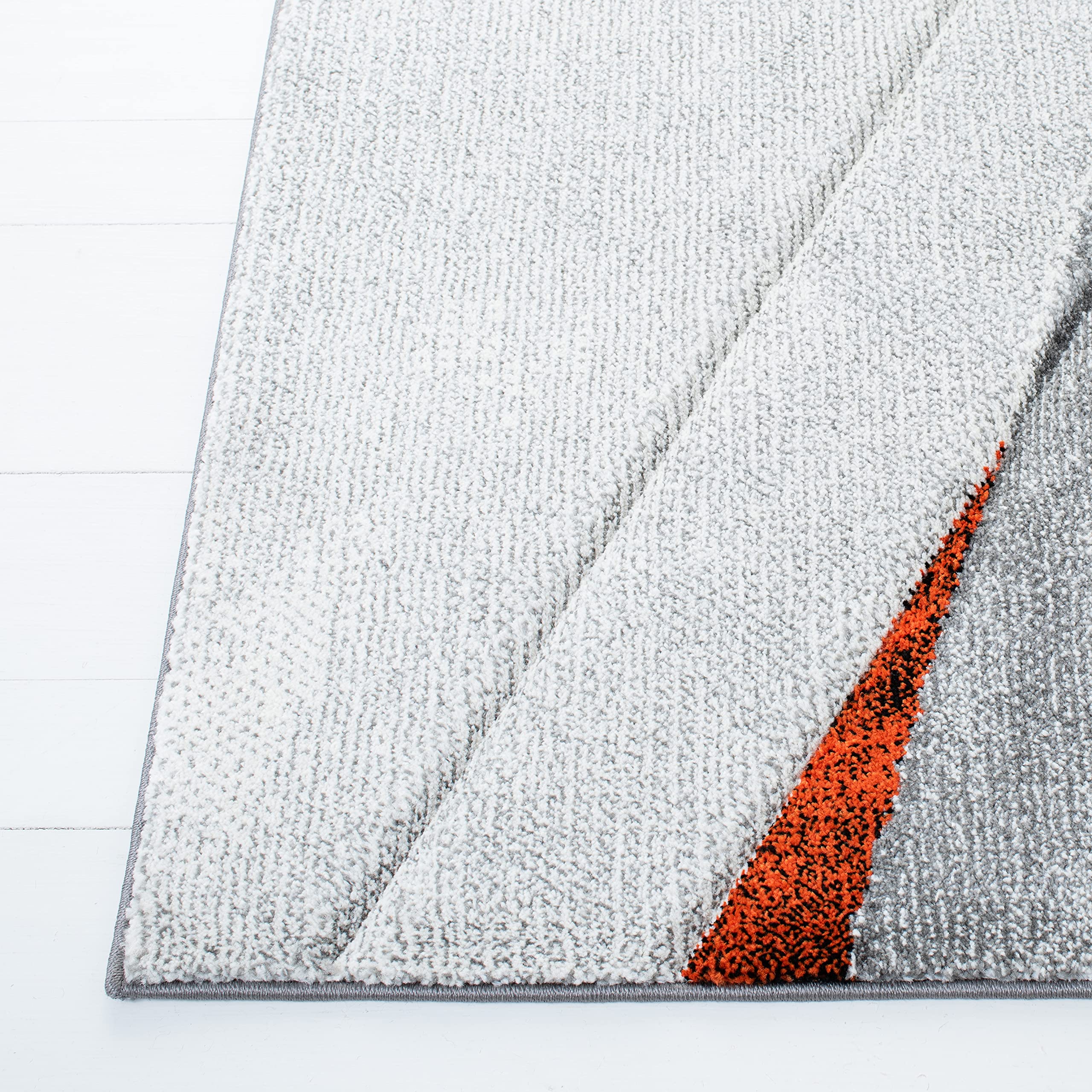 SAFAVIEH Hollywood Collection Area Rug - 9' x 12', Grey & Orange, Mid-Century Modern Design, Non-Shedding & Easy Care, Ideal for High Traffic Areas in Living Room, Bedroom (HLW710P)