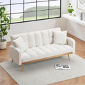 Eafurn Padded Convertible Futon Sofa Bed, Teddy Fleece Fabric Futons Loveseat Couch with Adjustable Backrest, Folding Sleeper Recliner Sofabed for Living Room Furniture