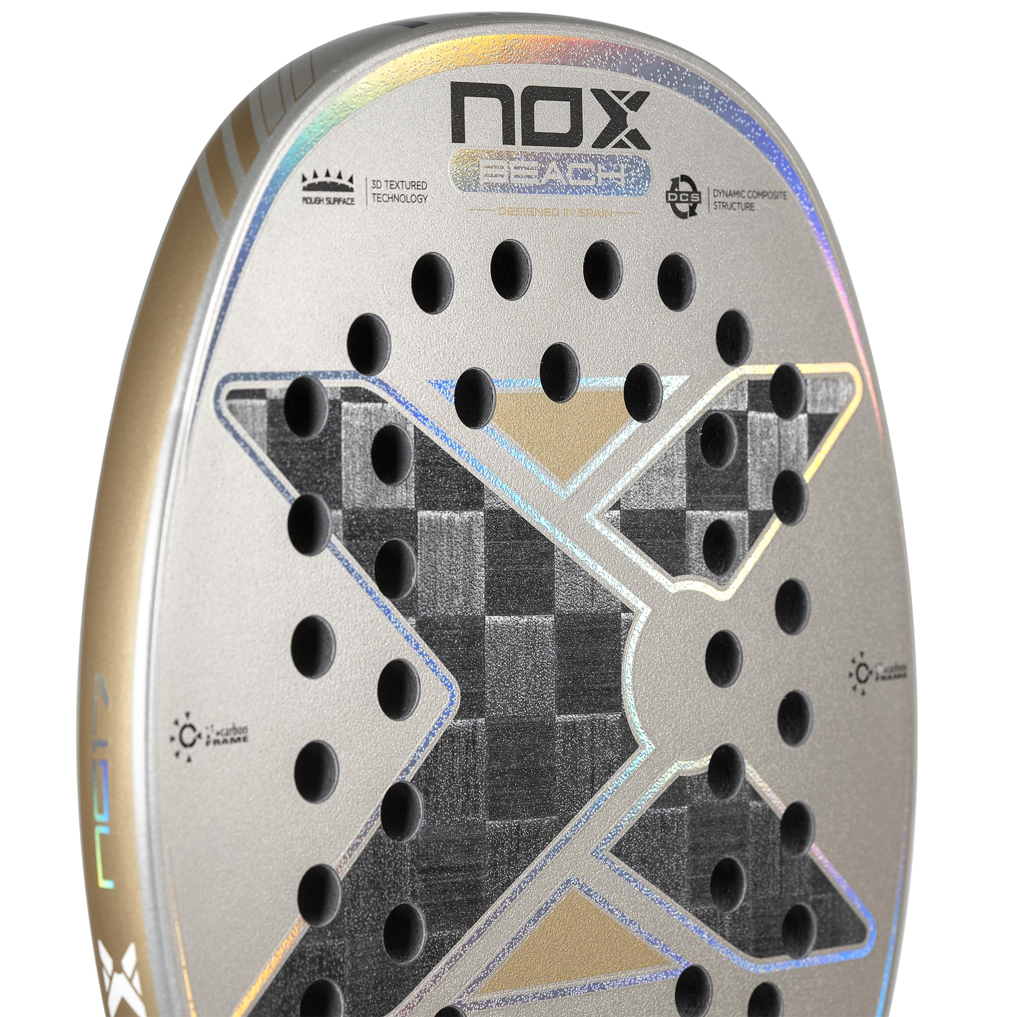 Beach Tennis Racket NG17 Luxury 2023 | High-Performance Beach Tennis Paddle | 18K Aluminized Carbon w/HR3 Black Eva Core | Exclusive Spin & Dynamic Composite Structure | Rough Surface for Extra Spin