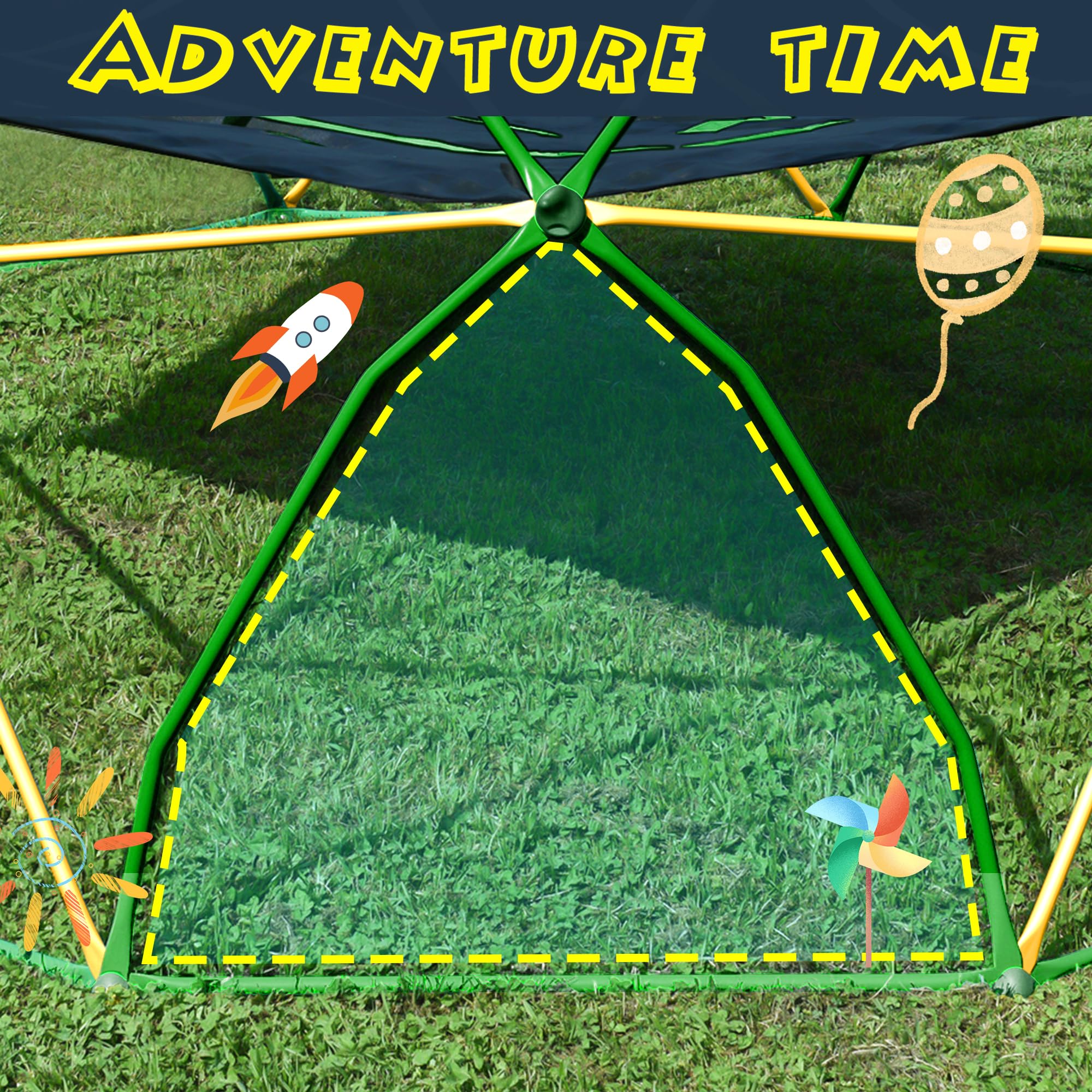 Merax 12FT Climbing Dome with Hammock, Outdoor Geometric Dome Climber Play Center for Kids 3-10 Supporting 1000 lbs, Easy Assembly Jungle Gym