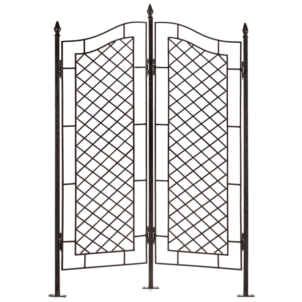 H Potter Large 2-Panel Garden Trellis 72" Installed Height, 75 lb Heavy Iron Privacy Screen, Freestanding Metal Outdoor Landscape Structure GAR573