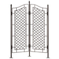 H Potter Large 2-Panel Garden Trellis 72" Installed Height, 75 lb Heavy Iron Privacy Screen, Freestanding Metal Outdoor Landscape Structure GAR573