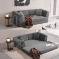 LINSY Home 79" Convertible Sofa Bed, 4-in-1 Corduroy Boneless Couches for Living Room, Folding Queen Size Futon, Floor Mattress Loveseat Sofa Bedroom Apartment Lounge, 2 Pillows, Grey