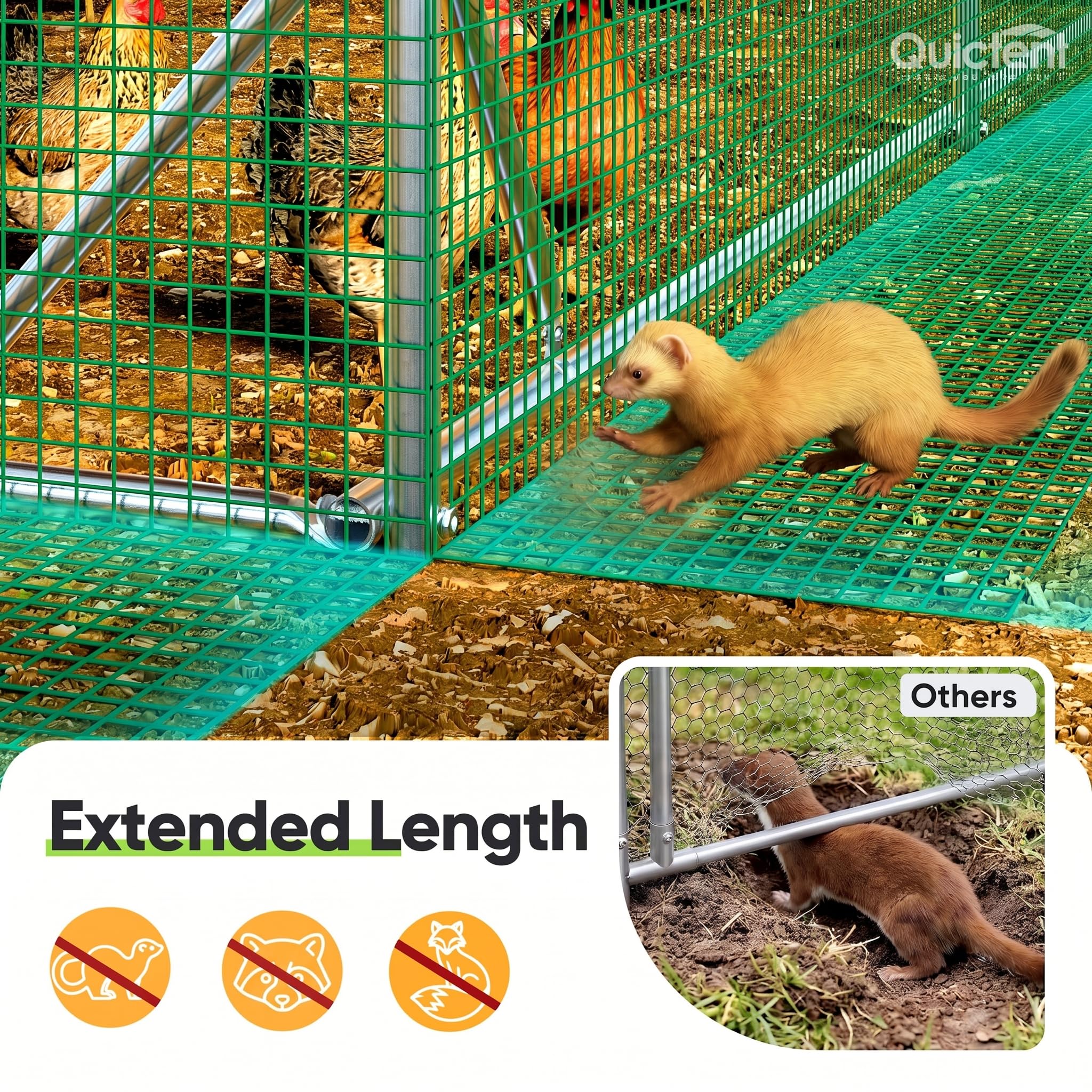 Quictent Advanced Series 18x9 ft Metal Chicken Coop Run with Climbing Ladder, Large Walk-in Outdoor Poultry Cage Heavy Duty Predator Proof Hen Duck Rabbit Farm Pen House, Waterproof Anti-UV Cover