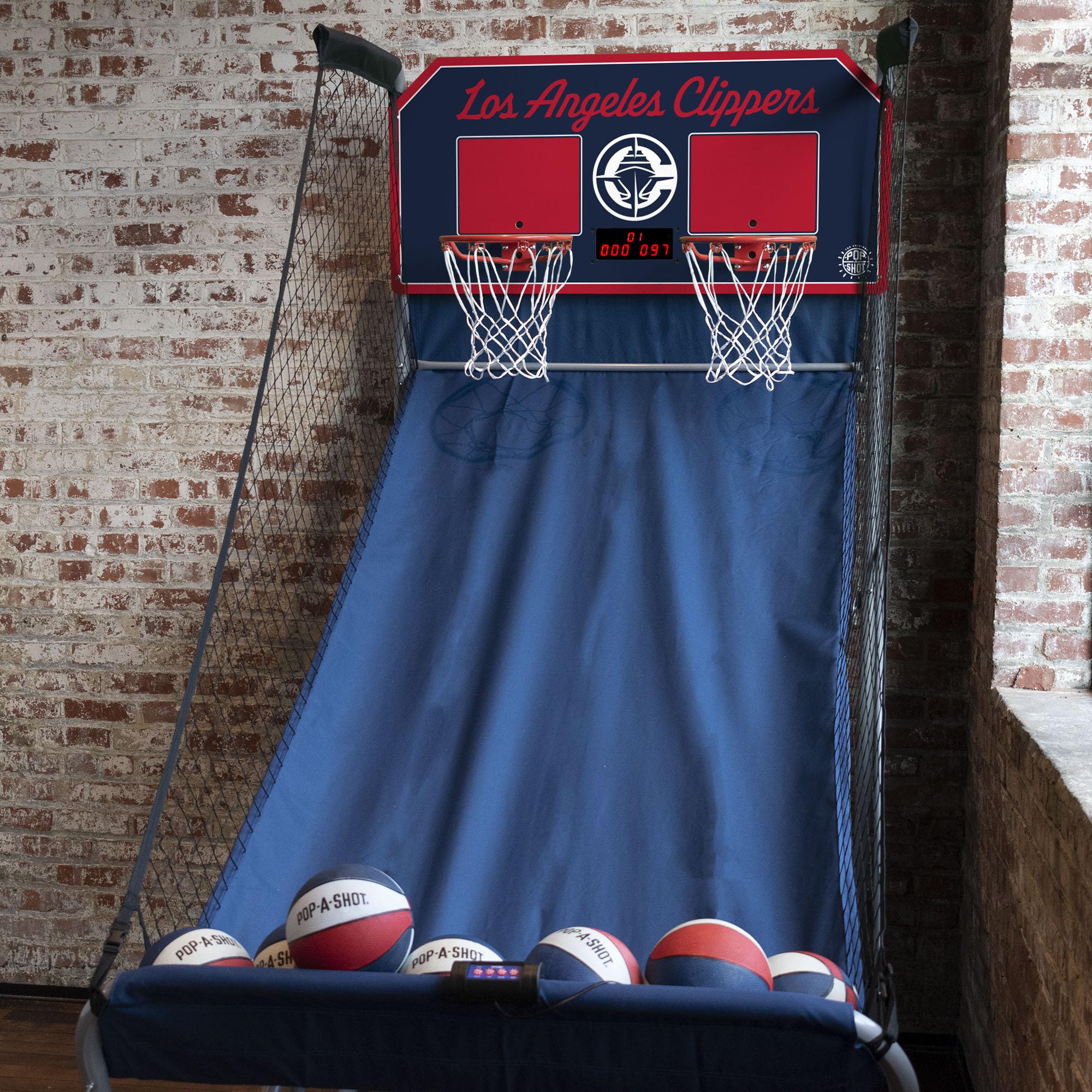 Pop-A-Shot - Home Dual Shot with Los Angeles Clippers NBA Graphics l Sensor Scoring l 16 Game Modes l 7 Balls l Foldable Storage l for All NBA Fans
