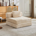 KEIKI Convertible Floor Sofa Bed with Fixed-Shape Frame, Single Seater Boneless Modular Sectional Sofa, No Assembly Required, Compressed Sleeper Couch for Living Room Bedroom, Lounge, Beige