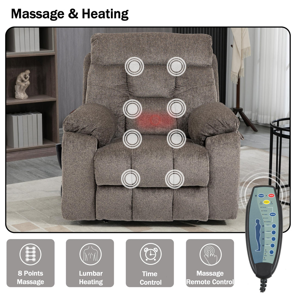 JIKFRIMA Dual Motor Power Lift Recliner Chair with Massage Heating for Adults Elderly, Electric Lift Chairs Lay Flat Recliners, Infinite Position, 2 Hidden Cup Holders