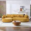 KEIKI 125" Luxury Curved Boucle Sectional Sofa with Left Chaise, Upholstered Modern Style Oversized 5-Seater Couch with Thickened Seat Cushions, Easy Assembly, for Apartment, Living Room, Yellow