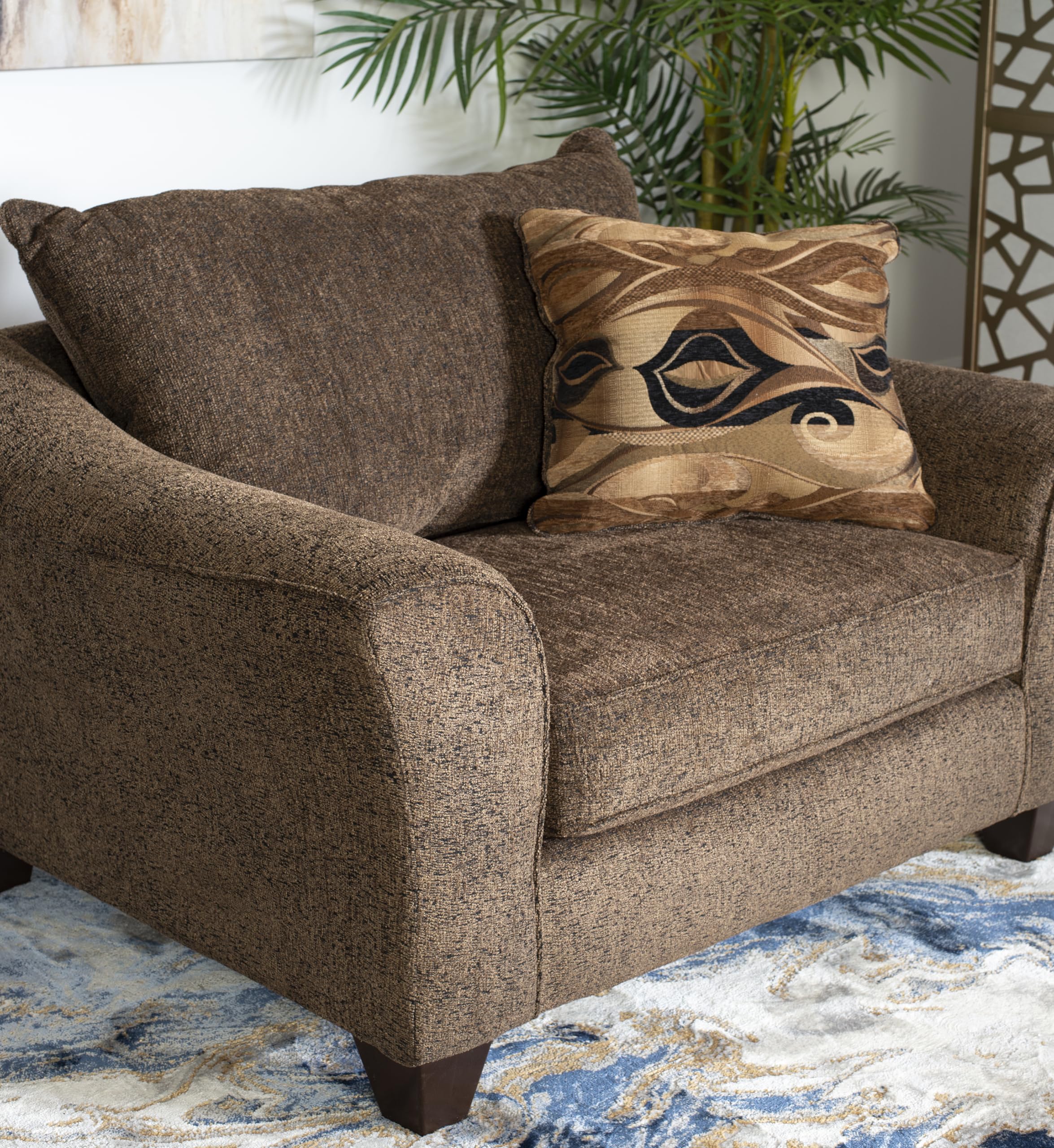 Roundhill Furniture Camero Cafe Fabric Pillow back Accent Chair & Ottoman Set